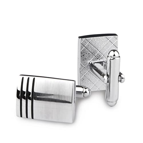 Kovove The Eloquient Stripe Silver Coloured Cufflinks - Image 3