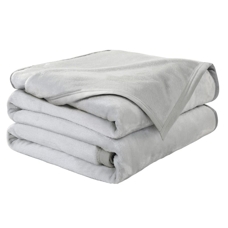 EASELAND Soft Queen Size Blanket Warm Microplush Lightweight Thermal Fleece Blankets for Couch Bed Sofa,90x90 Inches,Silver Gray - Image 1