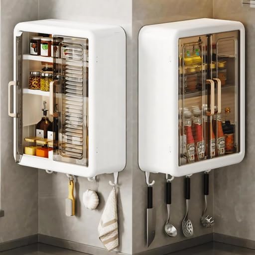 HEMIZA 2 Pcs Plastic Self-Adhesive No-Drill Bathroom Shelf & Storage Cabinet with Stickers, Organiser for Bathroom, Essentials, Makeup, Skincare, Wall-Mounted Multi-Purpose Storage Cabinet - Image 1