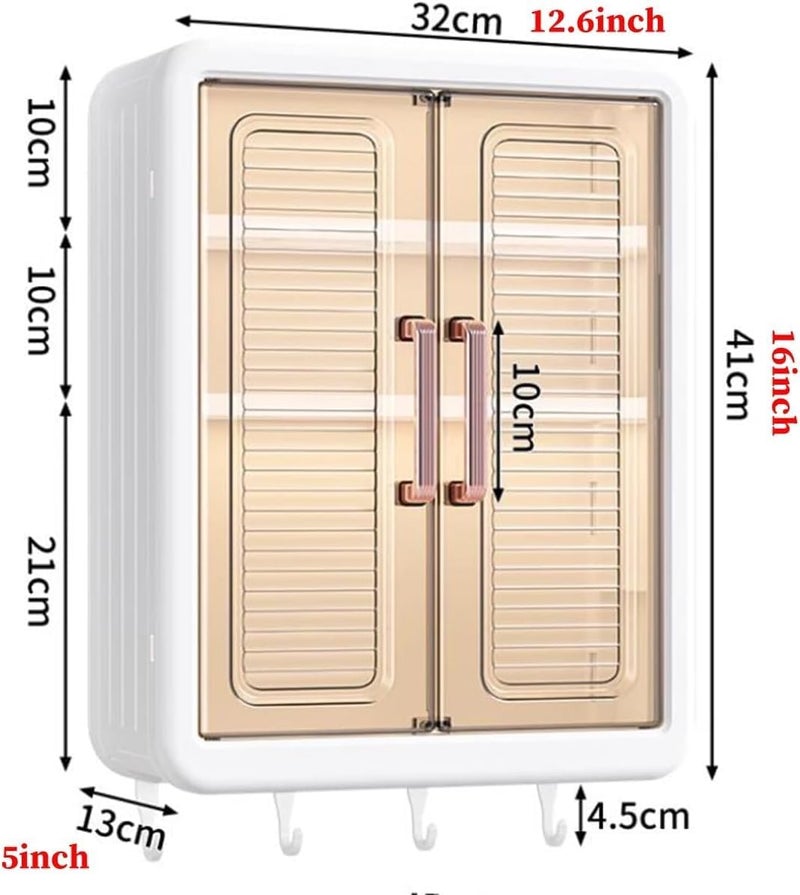 HEMIZA 2 Pcs Plastic Self-Adhesive No-Drill Bathroom Shelf & Storage Cabinet with Stickers, Organiser for Bathroom, Essentials, Makeup, Skincare, Wall-Mounted Multi-Purpose Storage Cabinet - Image 2