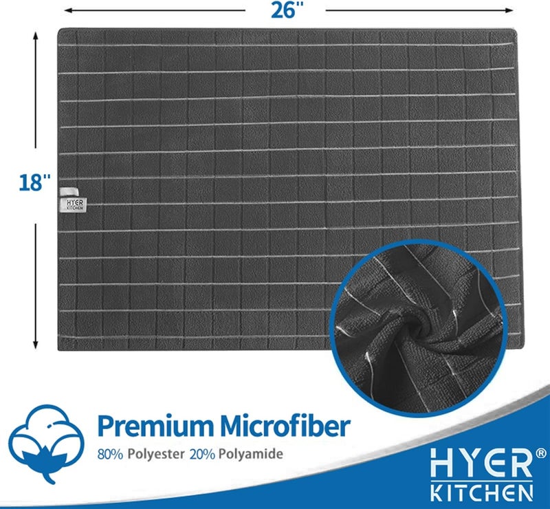 HYER KITCHEN Microfiber Dish Towels - Soft, Super Absorbent and Lint Free Kitchen Towels - 8 Pack (Lattice Designed Black Colors) - 26 x 18 Inch… - Image 2