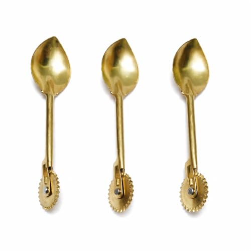 GS KITCHENWARE GS Brass Karanji Cutter Tool, Gujia/Shankarpali Cutter, 2 in 1 Brass Spoon with Cutter Best Cutting for Karanji, Pack of 3. - Image 1
