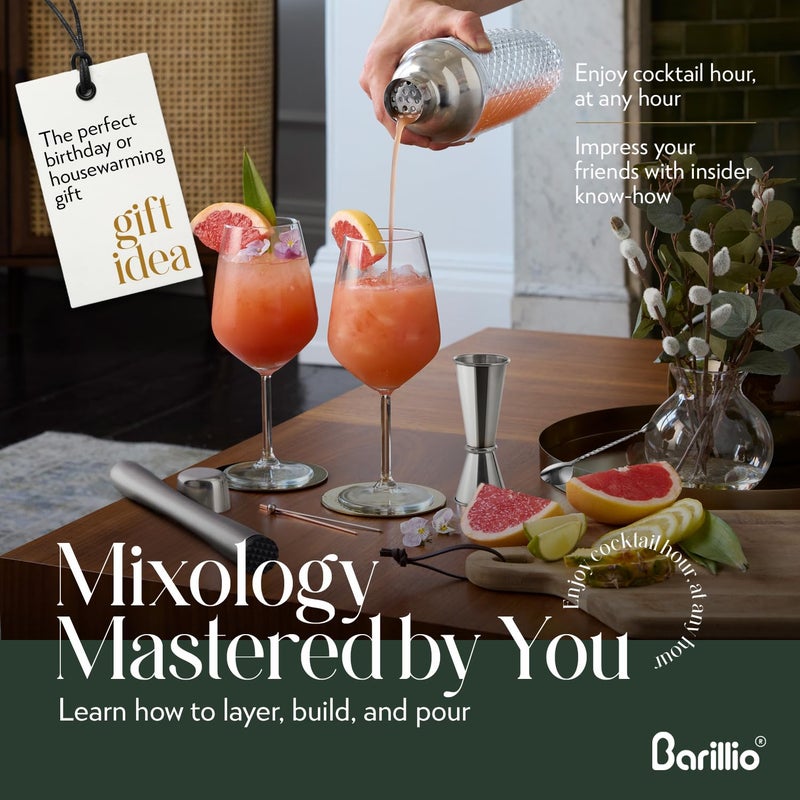 Barillio 14 oz Glass Cocktail Shaker | Cobbler Mixer with Built-In Strainer, Leak-Proof Clear Martini Shaker for Single-Serve Drinks - Image 3