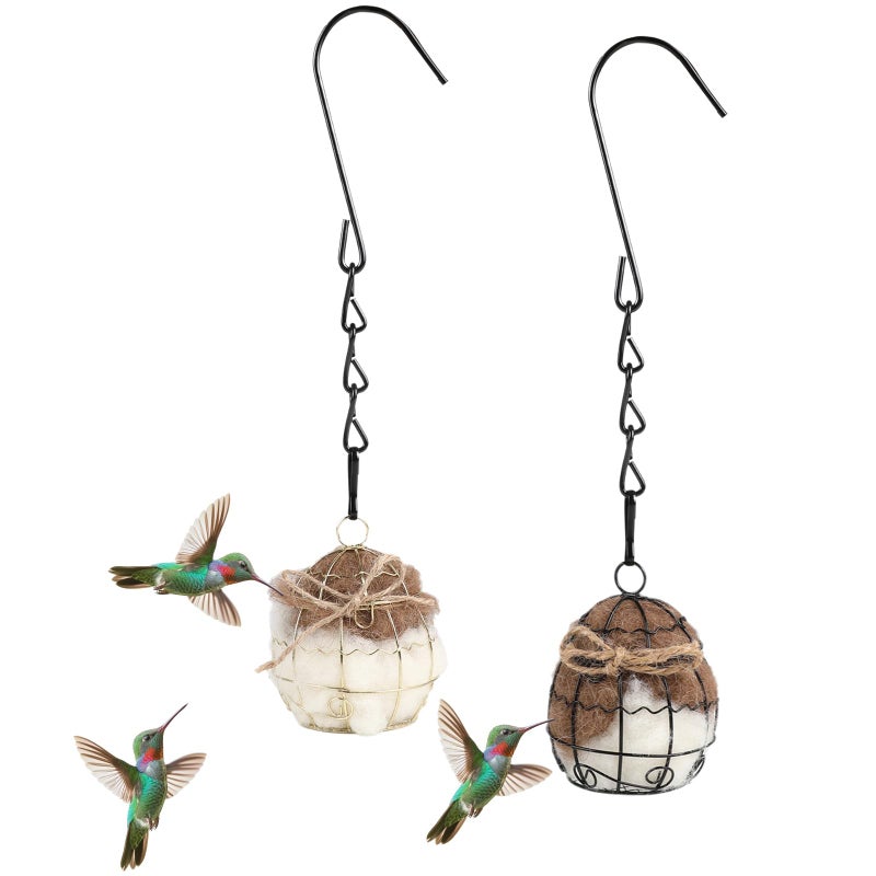 TOWDREU Bird Nesting Material Hummingbird Nesters Natural Alpaca Wool Material for Wild Birds Design for Bird Lover Gifts Nesting Balls for Wild Birds Refillable Outdoor Birds Nesting Station - Image 2
