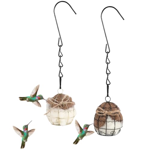 TOWDREU Bird Nesting Material Hummingbird Nesters Natural Alpaca Wool Material for Wild Birds Design for Bird Lover Gifts Nesting Balls for Wild Birds Refillable Outdoor Birds Nesting Station - Image 1