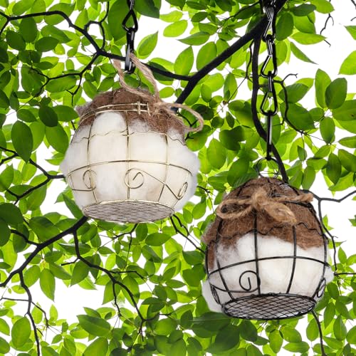 TOWDREU Bird Nesting Material Hummingbird Nesters Natural Alpaca Wool Material for Wild Birds Design for Bird Lover Gifts Nesting Balls for Wild Birds Refillable Outdoor Birds Nesting Station - Image 3