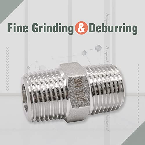 Horiznext npt 1/2 stainless steel hex pipe fitting, 3/4 inch O.D. male thread cast adapter connects gas hose air line pvc water pipe, for valve shower faucet tube coupler extension.(4 pcs) - Image 5