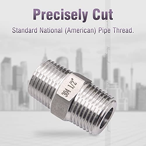 Horiznext npt 1/2 stainless steel hex pipe fitting, 3/4 inch O.D. male thread cast adapter connects gas hose air line pvc water pipe, for valve shower faucet tube coupler extension.(4 pcs) - Image 4