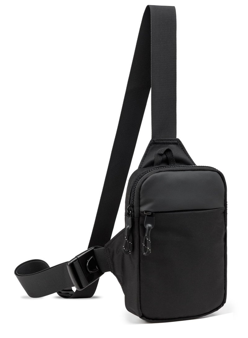 Mini Sling Bag for Men and Women, Small Crossbody Bag Trendy, Casual Waterproof Phone Chest Bag for Runner Travel, Black, Small, Sling Backpacks - Image 1