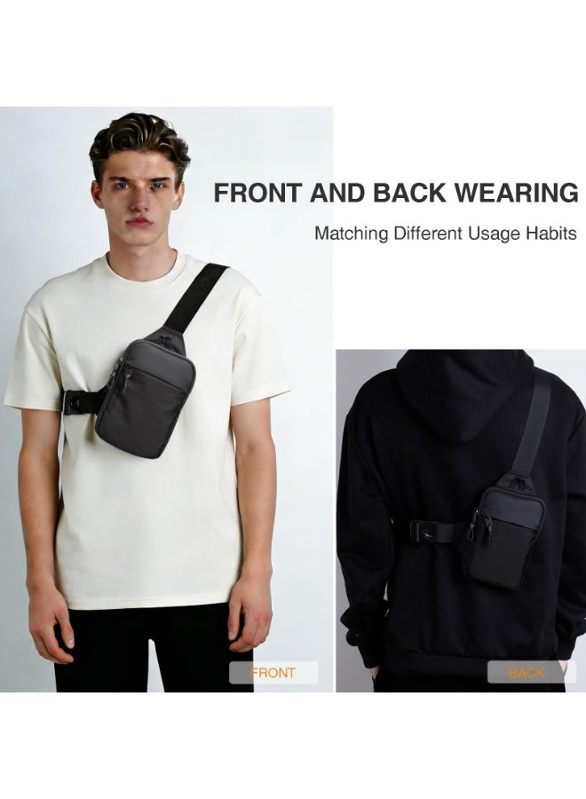 Mini Sling Bag for Men and Women, Small Crossbody Bag Trendy, Casual Waterproof Phone Chest Bag for Runner Travel, Black, Small, Sling Backpacks - Image 3
