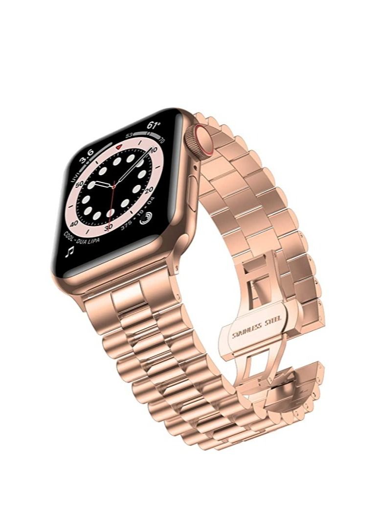 Replacement Band Compatible with Apple Watch 45mm,Stainless Steel Solid Strap Metal Bracelet for Apple Watch Series 7/ - Image 1