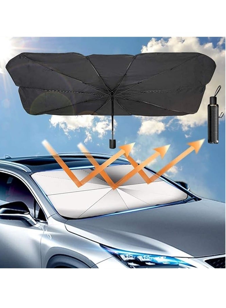 Generic Car Umbrella Sunshade Cover, Foldable Sunshades Car for Windshield Parasol to Keep Your Vehicle Cool and Damage Free, Block Heat UV Rays Sun Visor Protector, Easy to Use (Small Size:65*125)  - Image 1