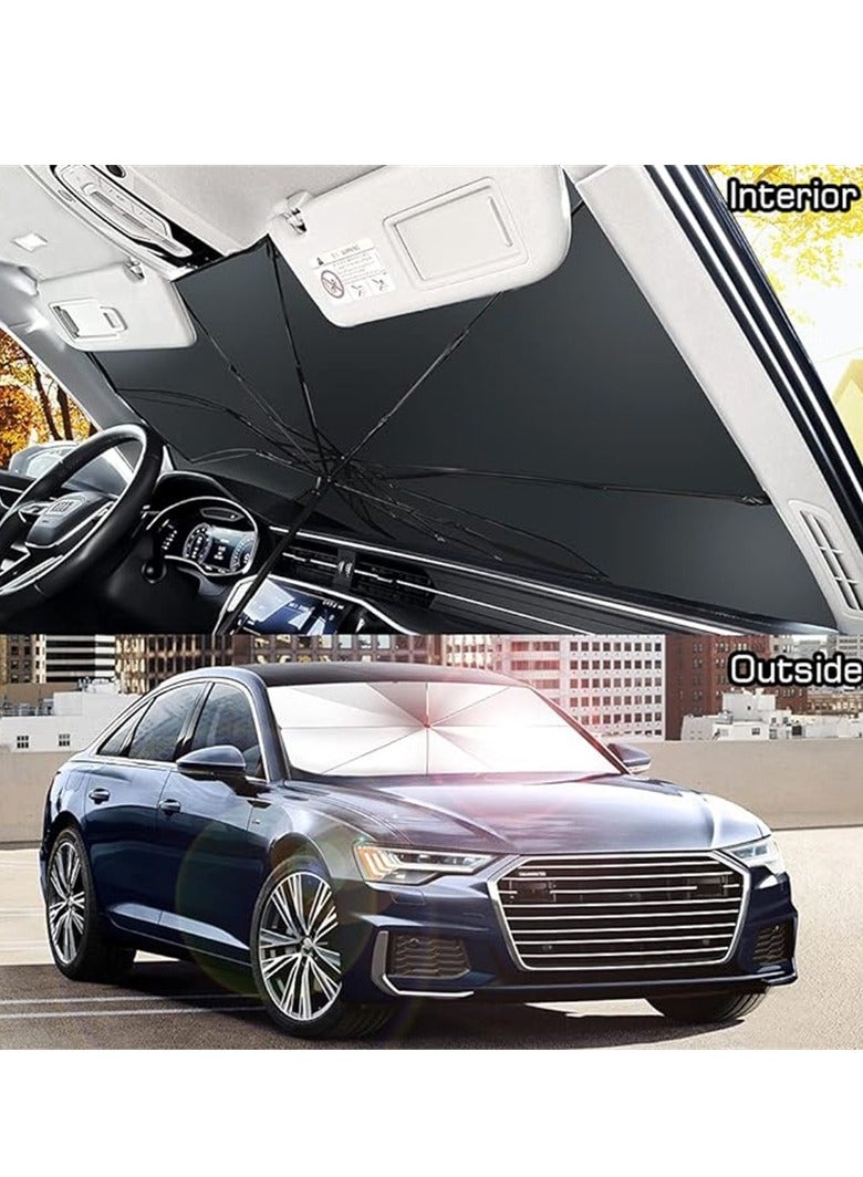 Generic Car Umbrella Sunshade Cover, Foldable Sunshades Car for Windshield Parasol to Keep Your Vehicle Cool and Damage Free, Block Heat UV Rays Sun Visor Protector, Easy to Use (Small Size:65*125)  - Image 3