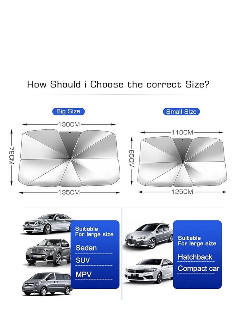 Generic Car Umbrella Sunshade Cover, Foldable Sunshades Car for Windshield Parasol to Keep Your Vehicle Cool and Damage Free, Block Heat UV Rays Sun Visor Protector, Easy to Use (Small Size:65*125)  - Image 5