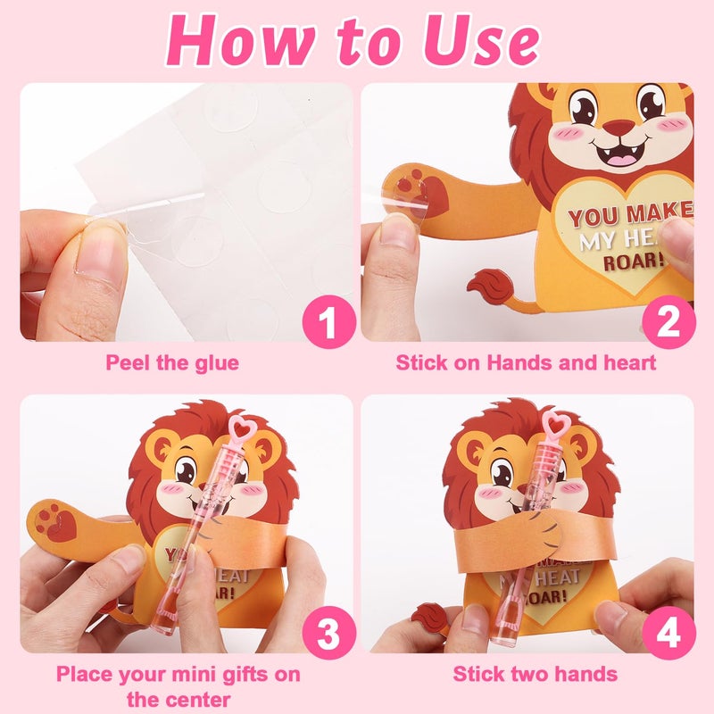 CCINEE 48pcs Animal Valentines Day Candy Holder Gift Cards, Cute Valentine Craft Greeting Cards Bulk for School Gifts Exchange Classroom Prize Party Favors - Image 3