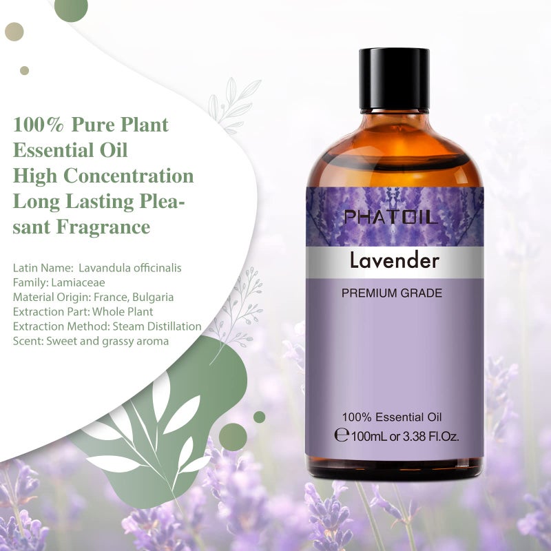 PHATOIL Lavender 3.38fl.oz Essential Oil, PHATOIL Aromatherapy Essential Oils for Diffuser, Humidifier, Perfect for DIY Soap, Candle, Bath Bombs Making(100ml) - Image 3
