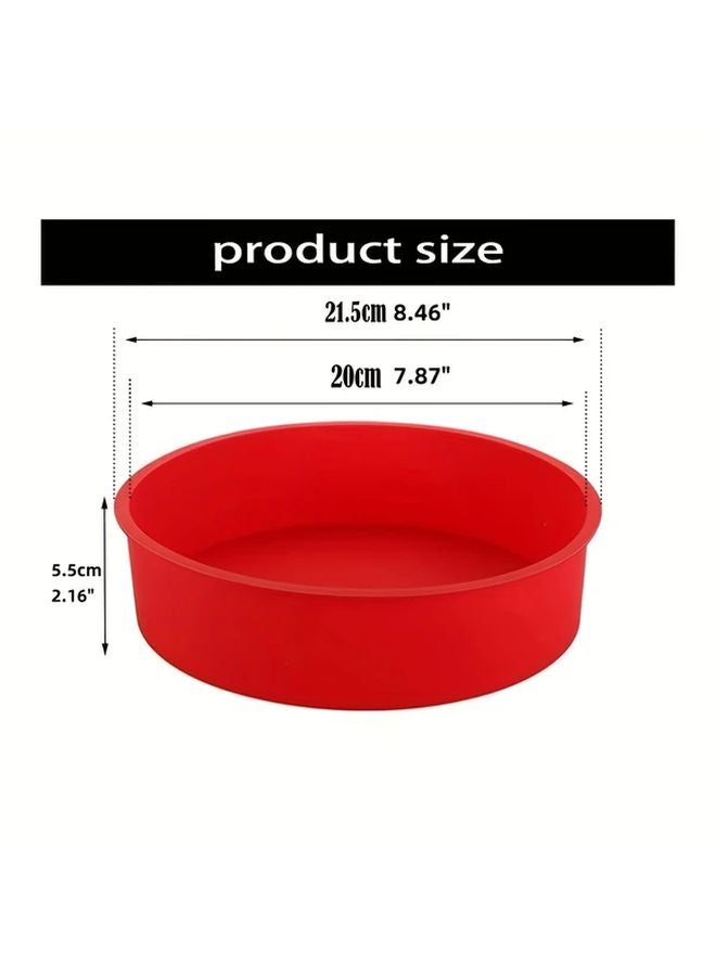 3pcs 8 Inch Red Round Silicone Cake Pans Non Stick Baking Molds for Cheesecake Chocolate Cakes - Image 3