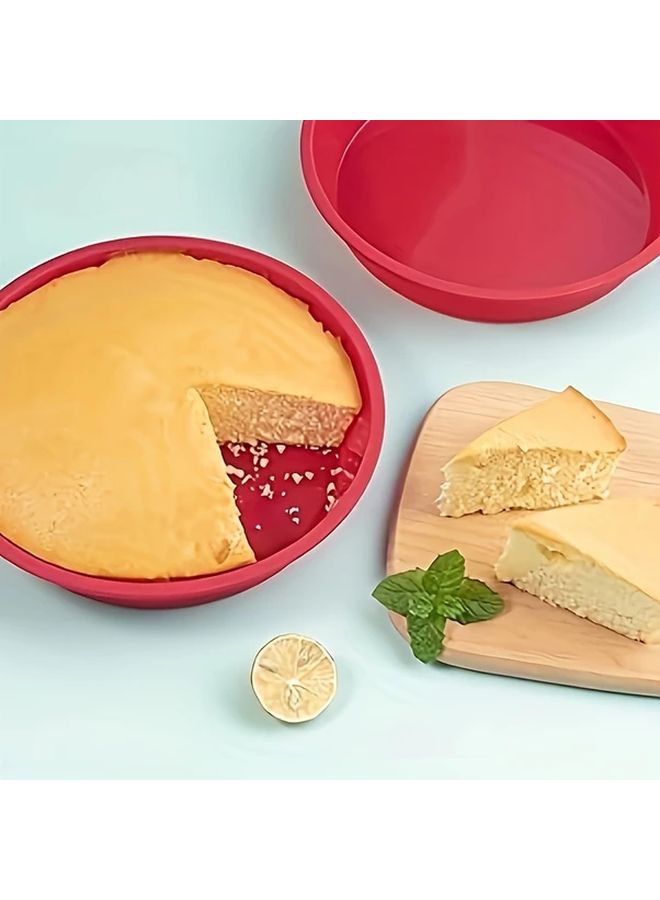 3pcs 8 Inch Red Round Silicone Cake Pans Non Stick Baking Molds for Cheesecake Chocolate Cakes - Image 4