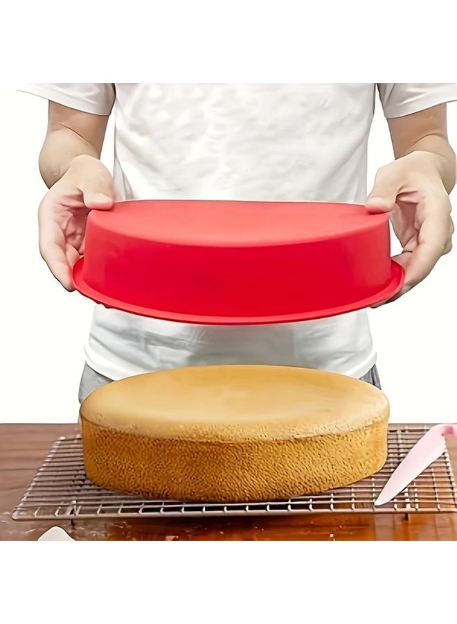 3pcs 8 Inch Red Round Silicone Cake Pans Non Stick Baking Molds for Cheesecake Chocolate Cakes - Image 2