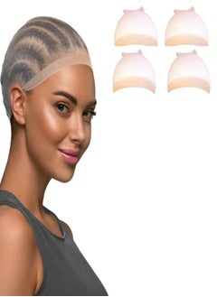 New fashionable wig cap, 4-piece invisible transparent breathable ultra-thin elastic sock cap, suitable for lace front wigs