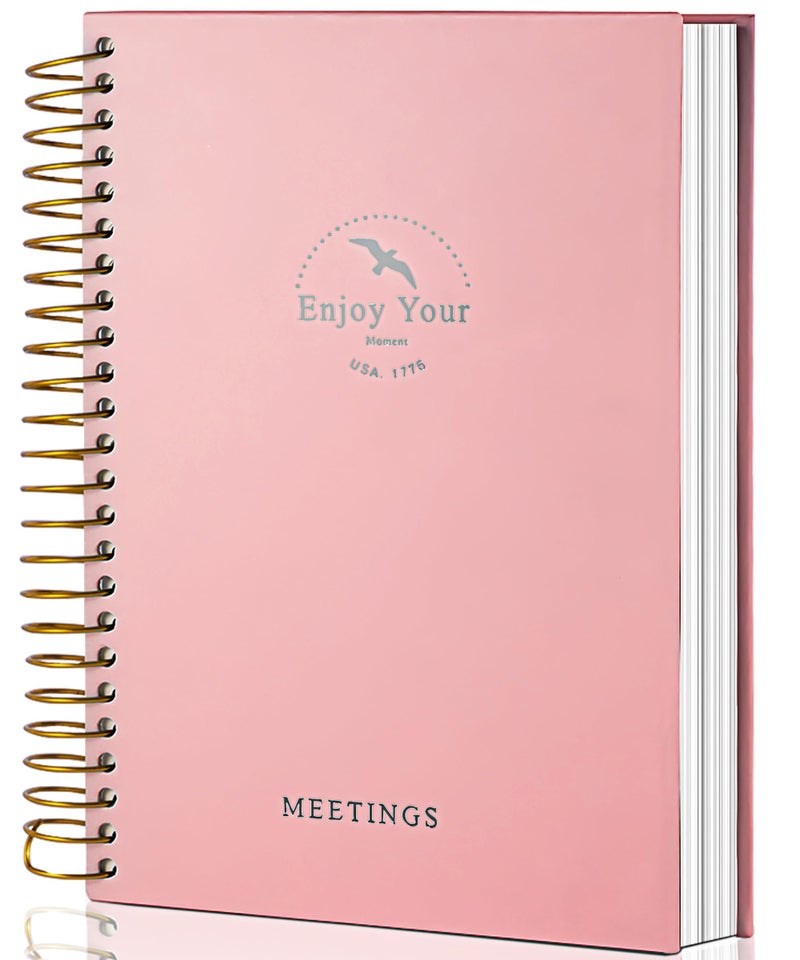 FLYING EAGLE Meeting Notebook for Work with Action Items 240 pages Meeting Planner Organizer for Office Meeting Agenda Book Spiral Meeting Notes Notebook for Women Men, A4 Pink - Image 1
