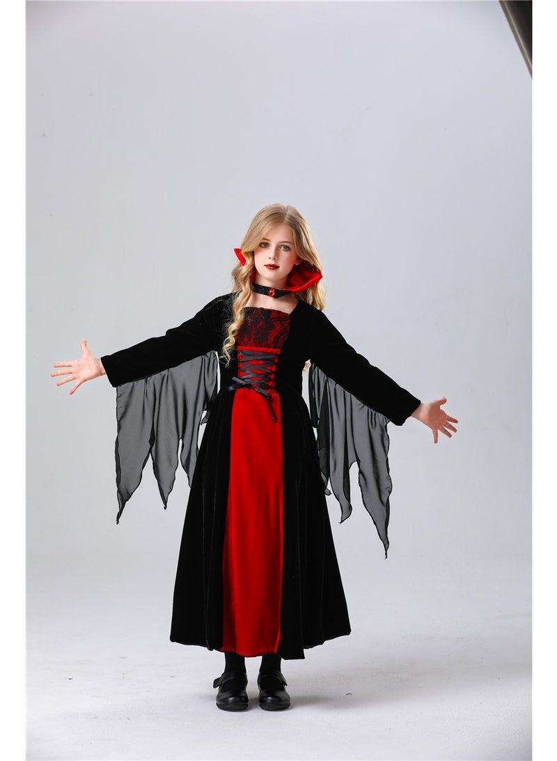 xppier Halloween Royal Vampire Costume Girls for Halloween Dress Up Party, 130cm - Image 1