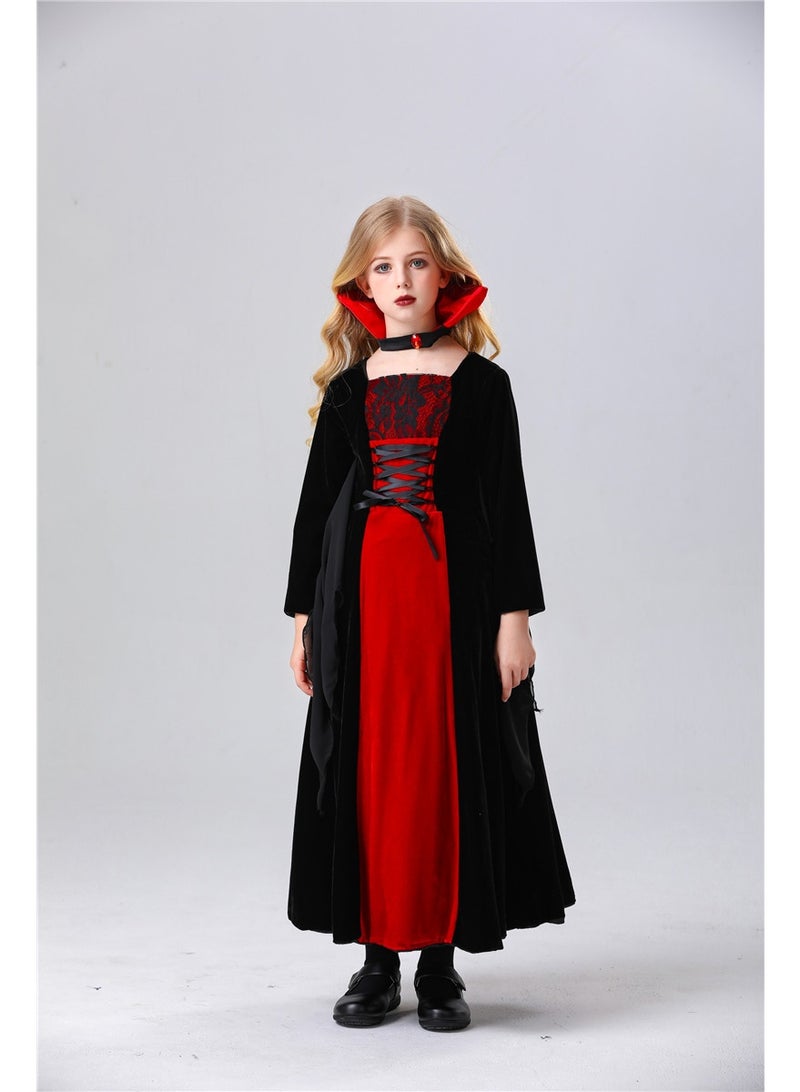 xppier Halloween Royal Vampire Costume Girls for Halloween Dress Up Party, 130cm - Image 5