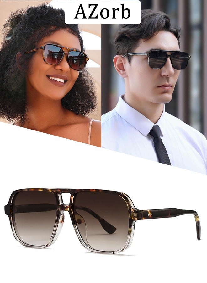 AZorb Retro Aviator Sunglasses Men Women Gradient Lens Fashion Men's Sunglasses Tinted Polarized Sun Glassess Mens Ladies Square 70s Sunglass for UV400 Protection Shades Black - Image 1