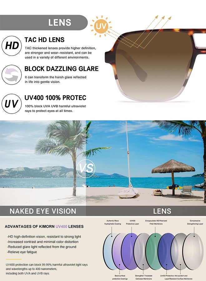 AZorb Retro Aviator Sunglasses Men Women Gradient Lens Fashion Men's Sunglasses Tinted Polarized Sun Glassess Mens Ladies Square 70s Sunglass for UV400 Protection Shades Black - Image 2