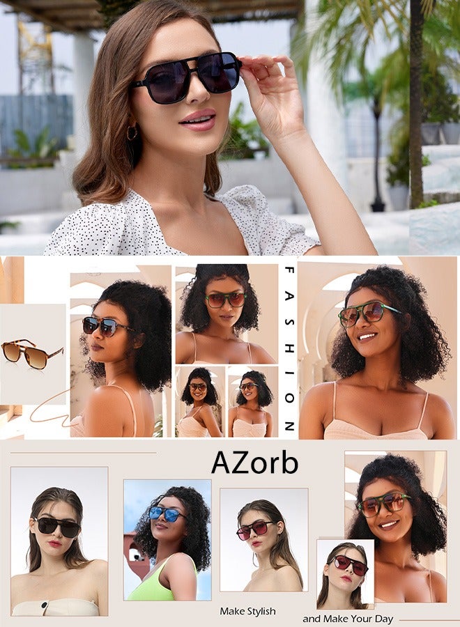 AZorb Retro Aviator Sunglasses Men Women Gradient Lens Fashion Men's Sunglasses Tinted Polarized Sun Glassess Mens Ladies Square 70s Sunglass for UV400 Protection Shades Black - Image 4