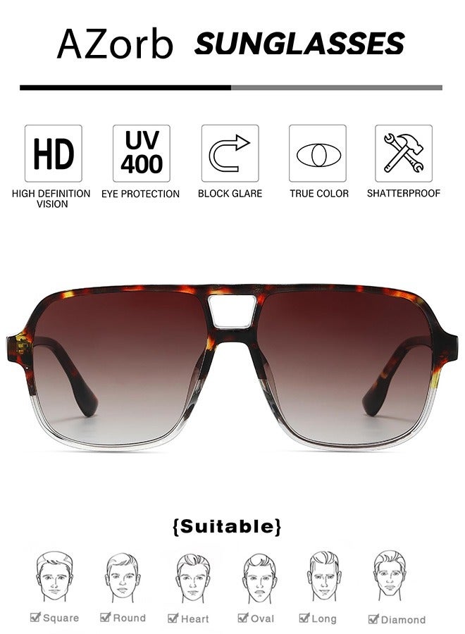 AZorb Retro Aviator Sunglasses Men Women Gradient Lens Fashion Men's Sunglasses Tinted Polarized Sun Glassess Mens Ladies Square 70s Sunglass for UV400 Protection Shades Black - Image 5