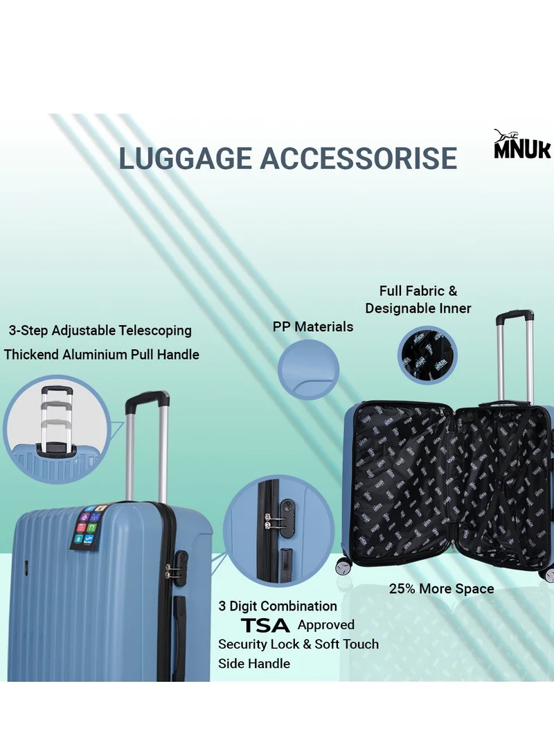 MNUK Viator Set of 2 Luggage | Hard-side Smooth and comfortable Luggage Trolley with TSA Lock | PP Material | Double 360° 8 Wheeler| Cabin, Large| Blue