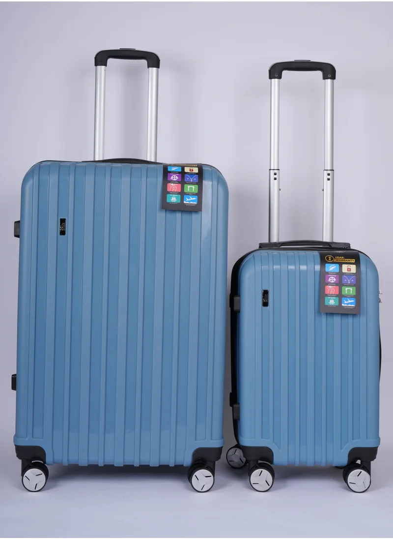 MNUK Viator Set of 2 Luggage | Hard-side Smooth and comfortable Luggage Trolley with TSA Lock | PP Material | Double 360° 8 Wheeler| Cabin, Large| Blue