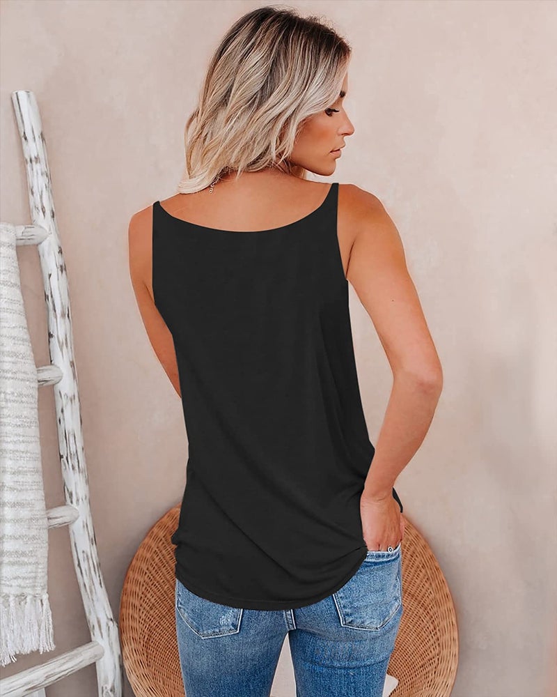 SAUKOLE Summer Tank Tops for Women Fashion V Neck Sleeveless Top Casual Spaghetti Strap Stripe Shirts Blouses - Image 2