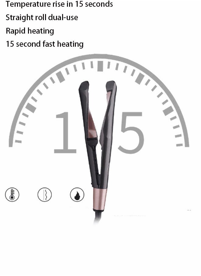 Generic - Hair Straightener and Curler 2 in 1 Twist Straightening Curling Iron Professional Negative Ion Flat Iron with Adjustable Temp for All Hair Types Instant Heating Dual Voltage - Image 1