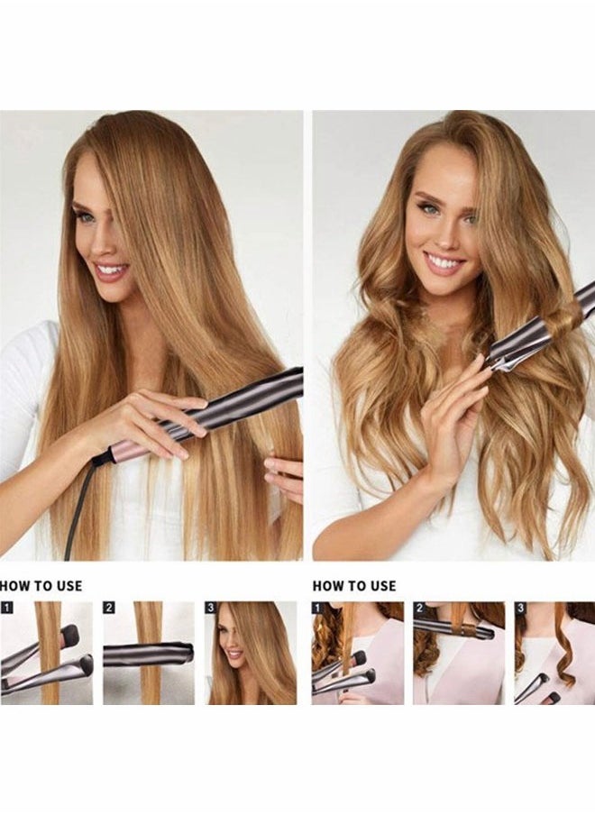 Generic - Hair Straightener and Curler 2 in 1 Twist Straightening Curling Iron Professional Negative Ion Flat Iron with Adjustable Temp for All Hair Types Instant Heating Dual Voltage - Image 1