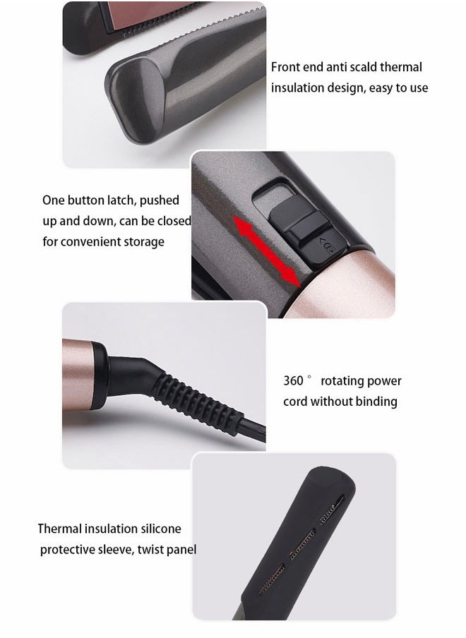 Generic - Hair Straightener and Curler 2 in 1 Twist Straightening Curling Iron Professional Negative Ion Flat Iron with Adjustable Temp for All Hair Types Instant Heating Dual Voltage - Image 1