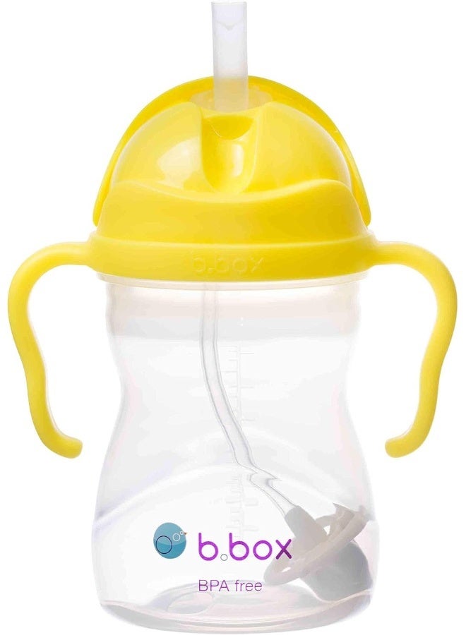 b.box Sippy Cup with Fliptop Straw, Drink from any Angle | Weighted Straw, Spill Proof, Leak Proof & Easy Grip | BPA Free, Dishwasher safe | For Babies 6m+ to Toddlers (Lemon, 8 oz) - Image 1