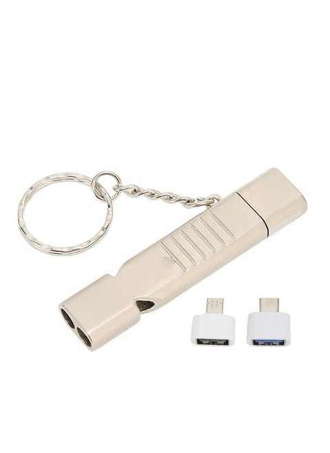 Whistle USB flash drive sos outdoor waterproof whistle USB flash drive USB3.0 flash memory stick high speed flash drive flash drive thumb drive zinc alloy with keychain 32GB silver
