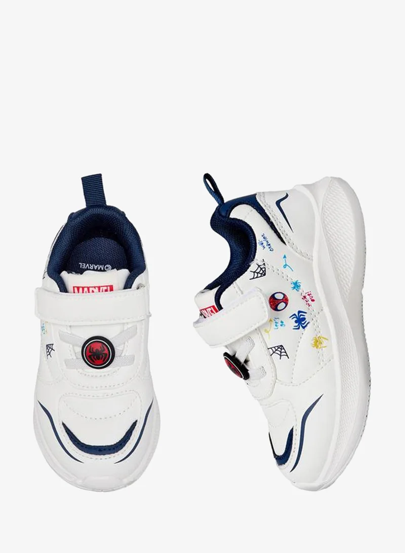 مارفل Boys Spider-Man Print Hook & Loop Ankle School Sneakers