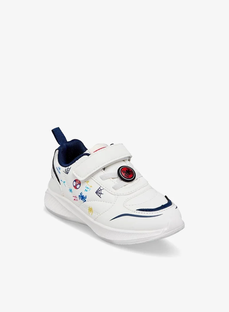 مارفل Boys Spider-Man Print Hook & Loop Ankle School Sneakers