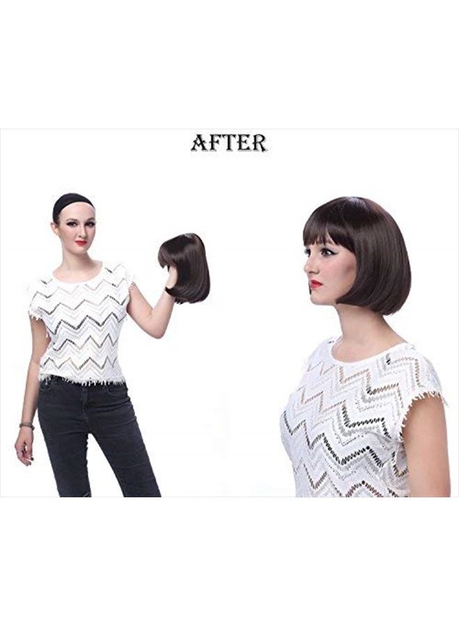 OneDor 10" Short Straight Hair Flapper Cosplay Costume Bob Wig (Black) - Image 5