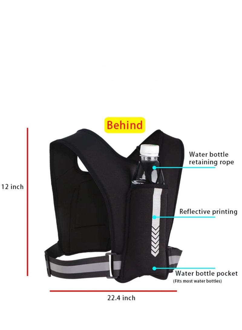 SYOSI Running Vest Phone Holder for Men  Women, Men  Women's Sports Adjustable Reflective Running Vest Light Weight Phone Holder for Running with Water Bottle Pouch, Accessories Pockets - Image 3
