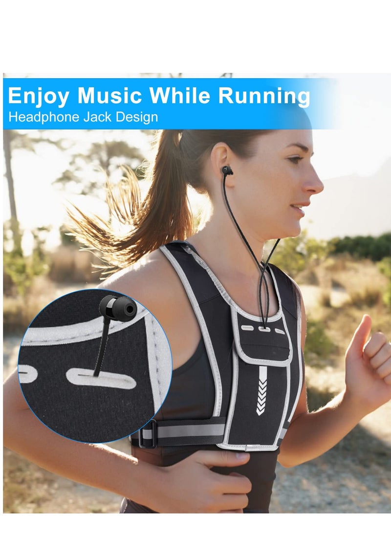 SYOSI Running Vest Phone Holder for Men  Women, Men  Women's Sports Adjustable Reflective Running Vest Light Weight Phone Holder for Running with Water Bottle Pouch, Accessories Pockets - Image 4