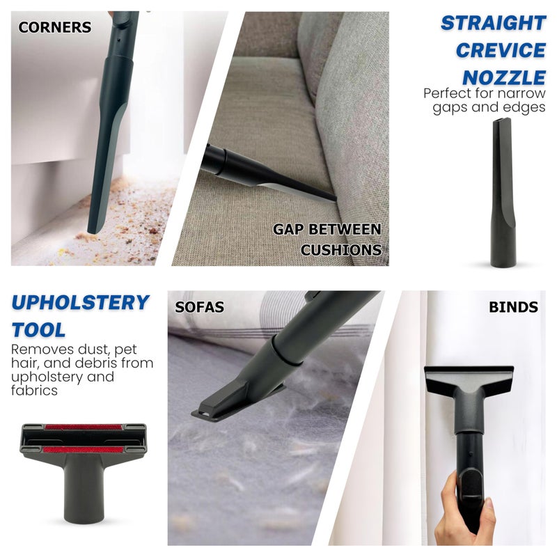 VACEXT 1-3/8'' Vacuum Brush Attachments for Shark, Miele & Most Canister/Handheld Vacuums - Crevice Tool, Upholstery & Horsehair Dusting Brushes - Pet Hair Removal Tool Attachment - Image 3