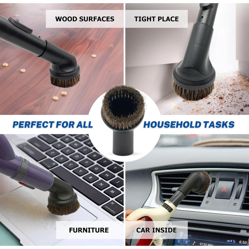 VACEXT 1-3/8'' Vacuum Brush Attachments for Shark, Miele & Most Canister/Handheld Vacuums - Crevice Tool, Upholstery & Horsehair Dusting Brushes - Pet Hair Removal Tool Attachment - Image 5