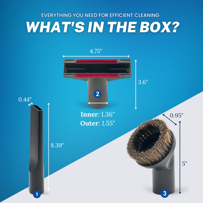 VACEXT 1-3/8'' Vacuum Brush Attachments for Shark, Miele & Most Canister/Handheld Vacuums - Crevice Tool, Upholstery & Horsehair Dusting Brushes - Pet Hair Removal Tool Attachment - Image 2