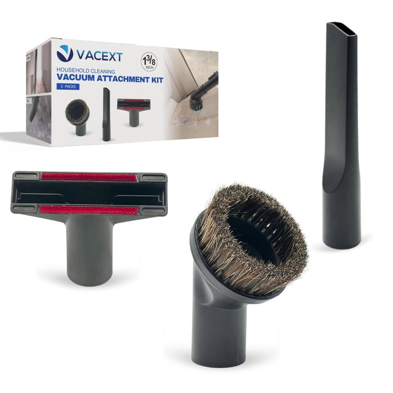 VACEXT 1-3/8'' Vacuum Brush Attachments for Shark, Miele & Most Canister/Handheld Vacuums - Crevice Tool, Upholstery & Horsehair Dusting Brushes - Pet Hair Removal Tool Attachment - Image 1