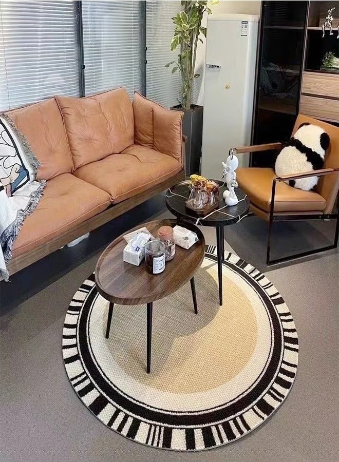 XiuWoo Hand Woven Round Shaped Soft Rug Vintage Bedside Carpet Washable Floor Rug, with Non-slip Back, for Kitchen Bathroom Dining Room, 120x120cm - Image 3