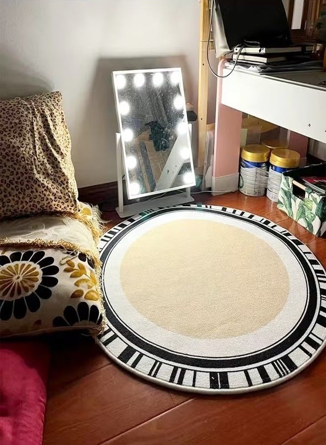 XiuWoo Hand Woven Round Shaped Soft Rug Vintage Bedside Carpet Washable Floor Rug, with Non-slip Back, for Kitchen Bathroom Dining Room, 120x120cm - Image 4